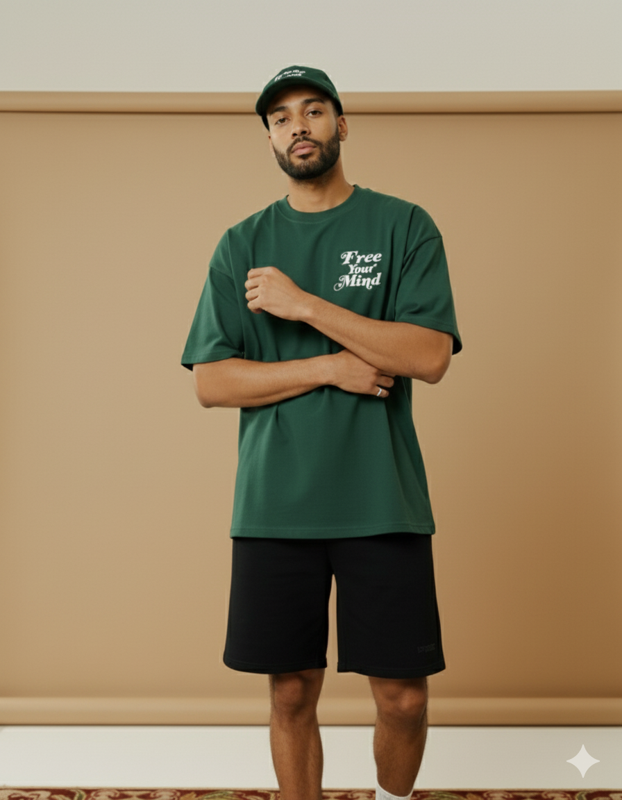 Free Your Mind Logo - Forest Green/White