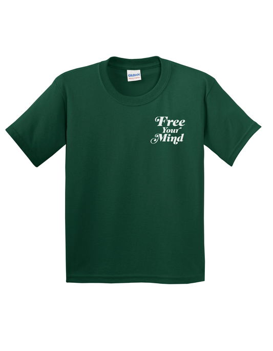 Free Your Mind Logo - Forest Green/White