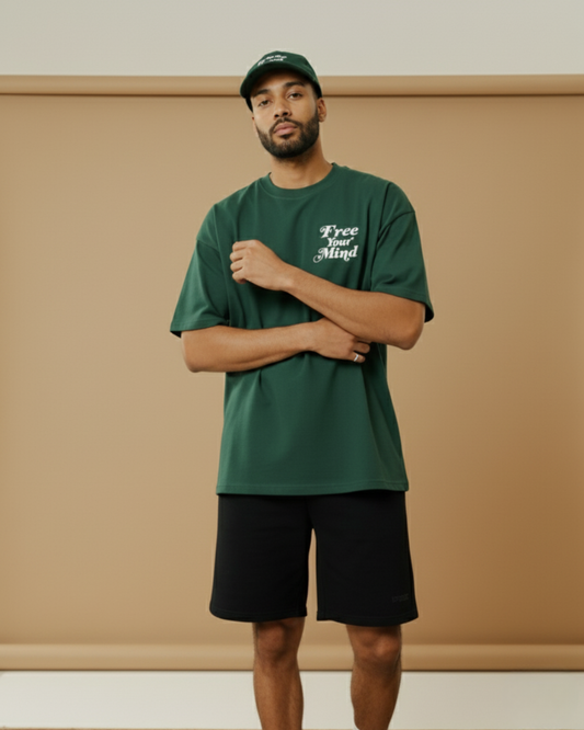 Free Your Mind Logo - Forest Green/White