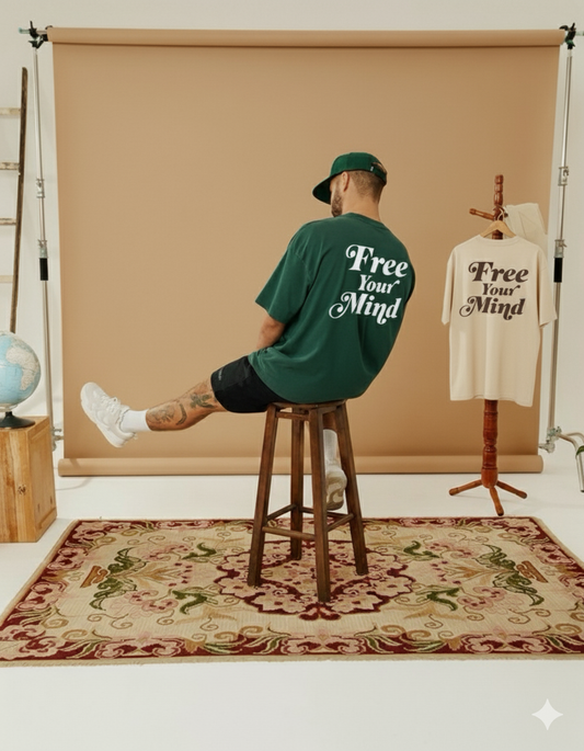 Free Your Mind Logo - Forest Green/White