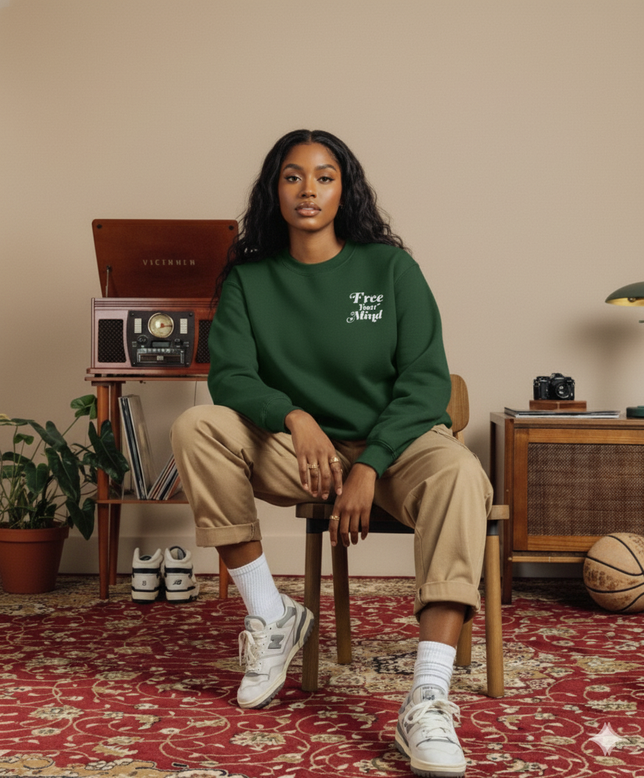 Free Your Mind OG Crew - Forest Green/White